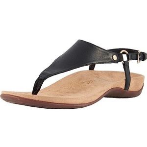 Vionic Women’s Rest Kirra Backstrap black  Leather Thong Sandals